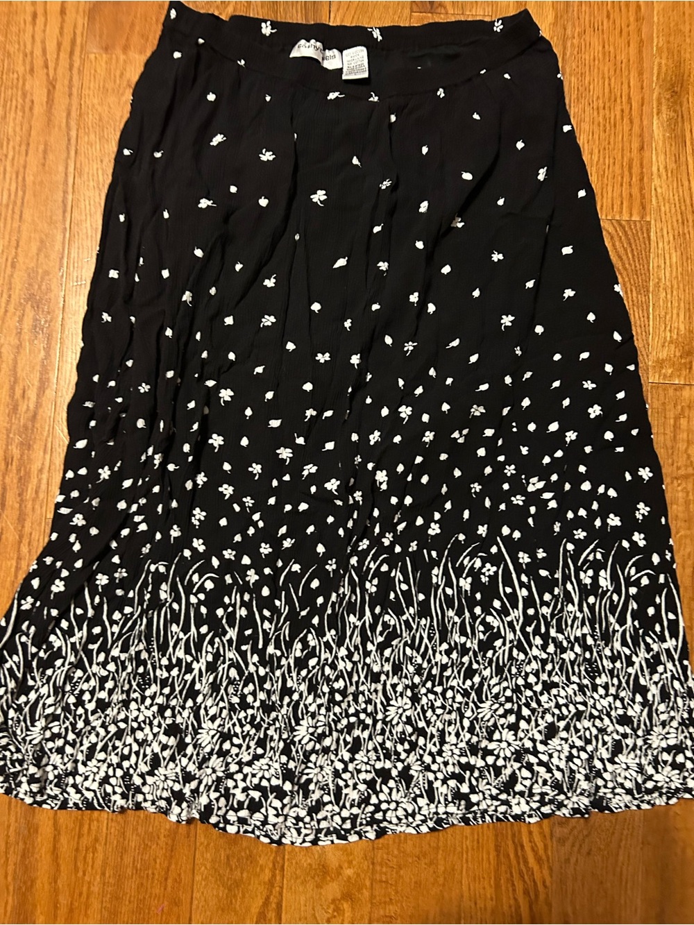 Cathy Daniels Black Midi Skirt with White Floral Border